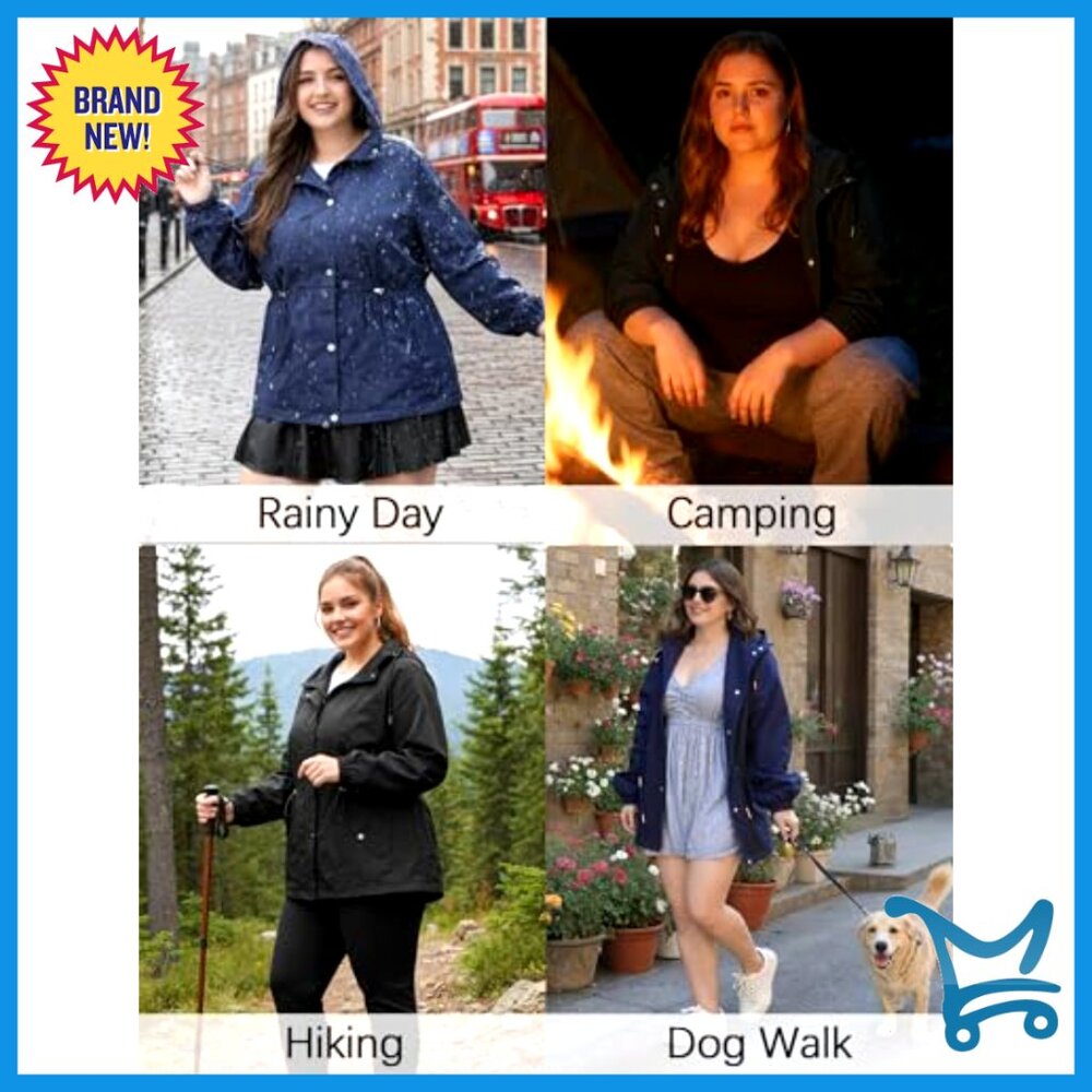 Plus Size Rain Jacket Waterproof Windbreaker Ligh… - image 5